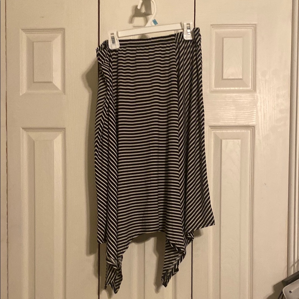 Black and White Asymmetrical Midi Skirt